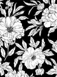 Timeless Treasures "Ink" # C8726-Black – Drawn Tossed Florals THUMBNAIL