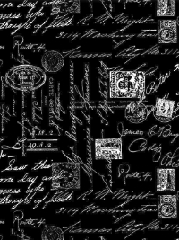 Timeless Treasures "Ink" # C8733-Black – Fancy Script Text THUMBNAIL