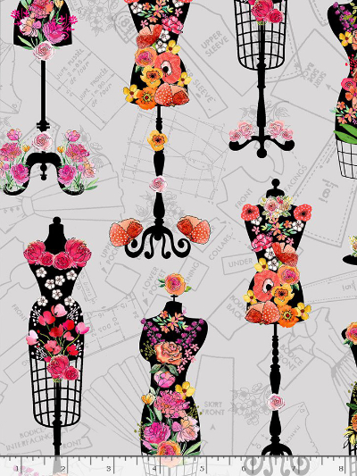 Timeless Treasures "Sew Floral" # GAIL-C8802-Grey – Floral Dress Forms MAIN