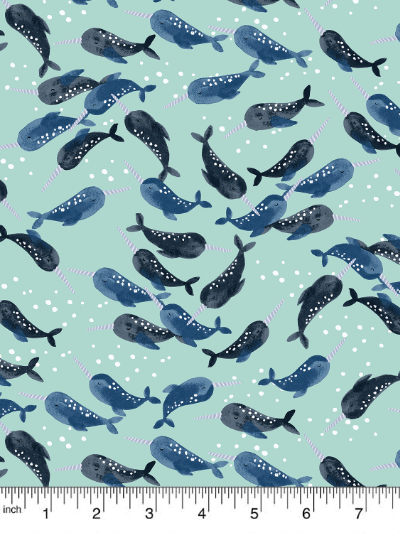 Cotton+Steel "Cosmic Sea" # CC403-BD1P – Unicorn of the Sea on Blue Dream Pearlescent MAIN
