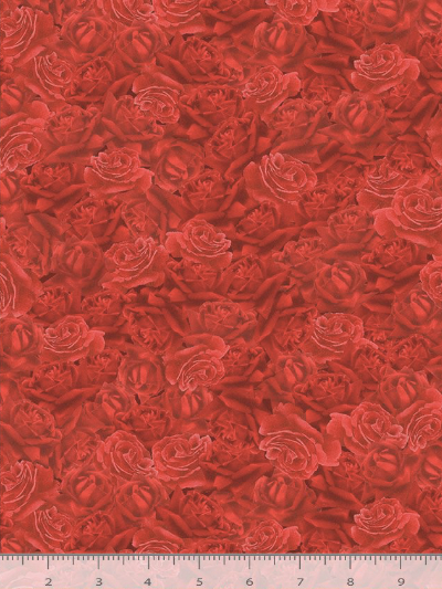 Timeless Treasures - Vintage Rose - Packed Roses Rose-CD2205 RED