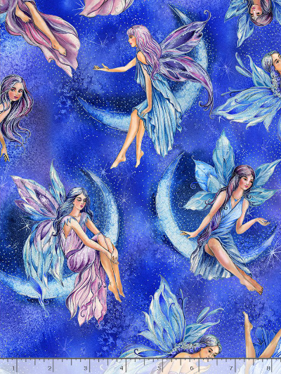 Timeless Treasures "Fairy Soiree" # FAIRY-CM8861-Sky – Sparkling Fairies MAIN