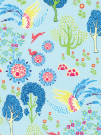 Moda "Manderley" # 47502-14 - Multi-colored Birds and Trees on Light Blue THUMBNAIL