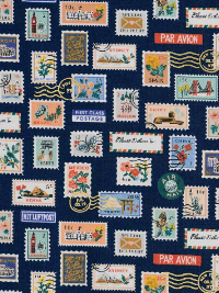 Rifle Paper Co. "Bon Voyage" # CSC251-Navy – Postage Stamps on Navy THUMBNAIL
