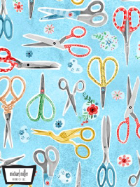 Michael Miller "Scissors" # CX10224-SKYX-D – Sewing Scissors on Light Blue THUMBNAIL