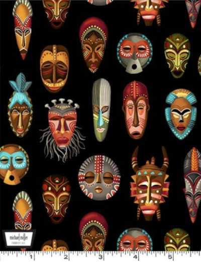 Michael Miller "Kenya" # CX9986-BLAC-D – Indigenous Masks MAIN