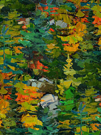 Northcott "Silent Lake" DP27253-76 Dark Green Multi THUMBNAIL