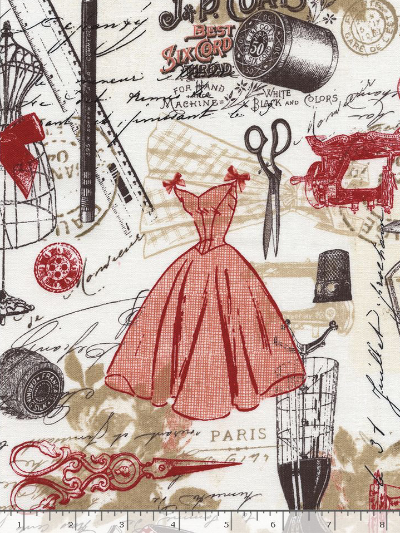 Timeless Treasures "Fabric Lover" # ERA-C2329-Red – Vintage Dressmaking MAIN