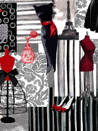 Timeless Treasures "Fashion Forward" # ERA-CD1314-White – Dresses and Bags THUMBNAIL