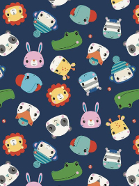 Riley Blake "Designer Flannel – Fisher-Price – Let's Play" # F12013-NAVY – Heads Navy THUMBNAIL