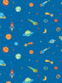 Riley Blake "Blast Off" # F12591-Blue – Planets and Rockets on Blue Flannel THUMBNAIL