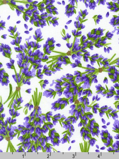 Robert Kaufman "Flowerhouse: Lavender Blessings" # FLH-20360-14-NATURAL – Lavender Bundles on White MAIN