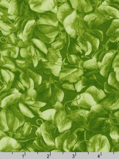 Robert Kaufman "Flowerhouse: Penelope" # FLH-20875-7-GREEN – Green Sweet Peas on Green MAIN