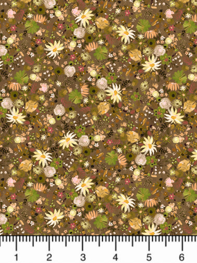 Dear Stella "Woodland Fairytale" # DAW1452-MULTI - Wildflowers on Brown MAIN
