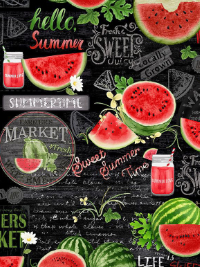 Timeless Treasures "Watermelon Party" # FRUIT-CD1920-BLACK – Watermelon Chalkboard THUMBNAIL