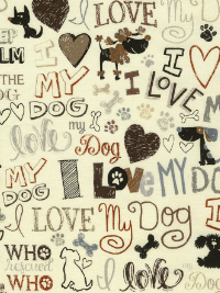 Timeless Treasures "I Love My Dog" # GAIL-C5710 Cream – "I Love My Dog" Words THUMBNAIL