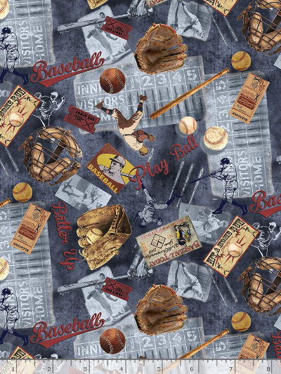 Timeless Treasures "Baseball and Basketball" # GAIL-C6007-Navy – MLB Grand Slam Print MAIN