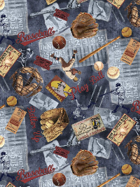 Timeless Treasures "Baseball and Basketball" # GAIL-C6007-Navy – MLB Grand Slam Print THUMBNAIL