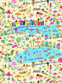 Timeless Treasures "Beach Holiday" # GAIL-CD1574-Multi – Mini Beach Scene THUMBNAIL