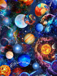 Timeless Treasures "Funky Outerspace" # GAIL-CD8233-MULTI – Planets THUMBNAIL