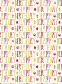 Riley Blake # C3952-Pink - Happy Birthday THUMBNAIL