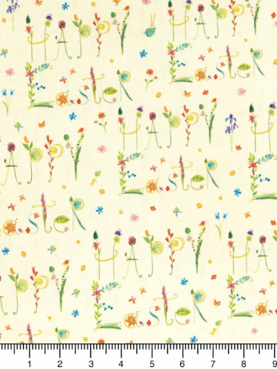 QT Fabrics "Happy Easter" # 1649-27060-S - Floral "Happy Easter" on Yellow MAIN