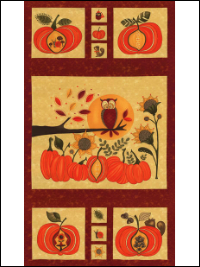 Moda "Hello Fall" #17780-15 - Fall Panel with Pumpkins and Owls THUMBNAIL