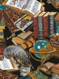 Timeless Treasures "Library" # CM6891-Black - Library Books and Items THUMBNAIL
