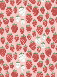 Cotton Steel "Under the Apple Tree" # LV500-SR1 – Red and Pink Queen of Berries Strawberry Fabric THUMBNAIL