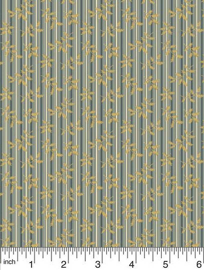 Marcus Fabrics - Villa Flora - Striped Fern R220480 BLUE MAIN