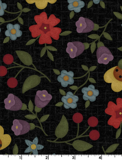 Maywood Studio "Bonnie's Butterflies Flannel" # MASF9945-K – Floral on Black MAIN