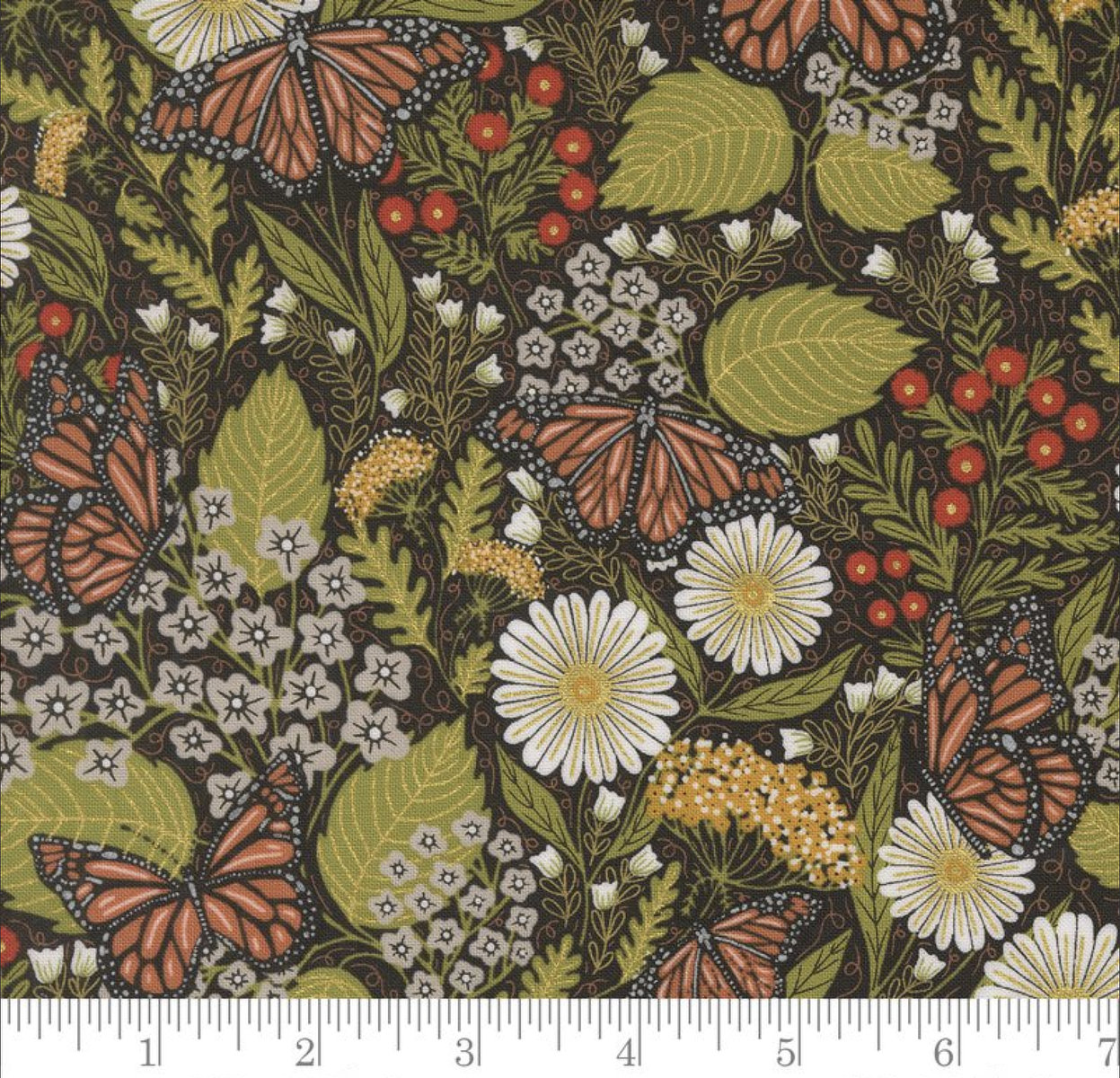 Moda - Bee Garden - Summer Butterfly 48412-21M Metallic Black LARGE