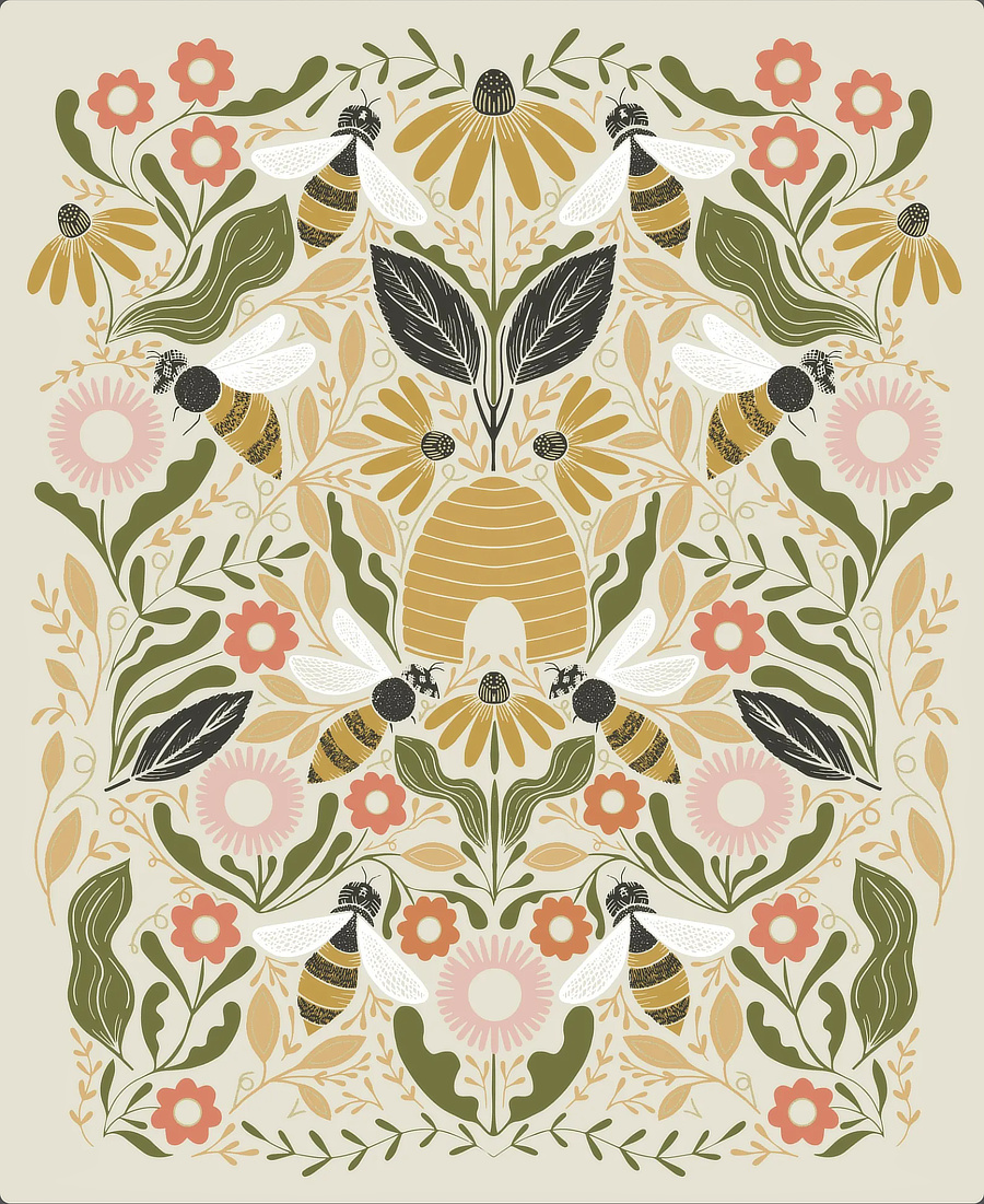 Moda - Bee Garden Panel - 48418 - 11m Metallic Porcelain MAIN