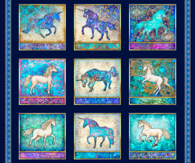 Qt Fabrics Mystical 1649 27376 N Col Navy Mystical Unicorn Picture Patches Panel Piecemakers Country Store Online Store