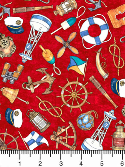 QT Fabrics "Smooth Sailing" # 1649-27161-R-Red - Nautical Toss MAIN