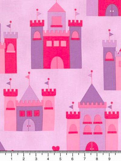 Robert Kaufman "Princess Life" # AAK-15241-192-Spring - Pink and Purple Castles MAIN