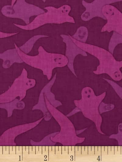 Clothworks "Haunted Hill" # Y1755-45-EGGPLANT - Purple Ghosts MAIN