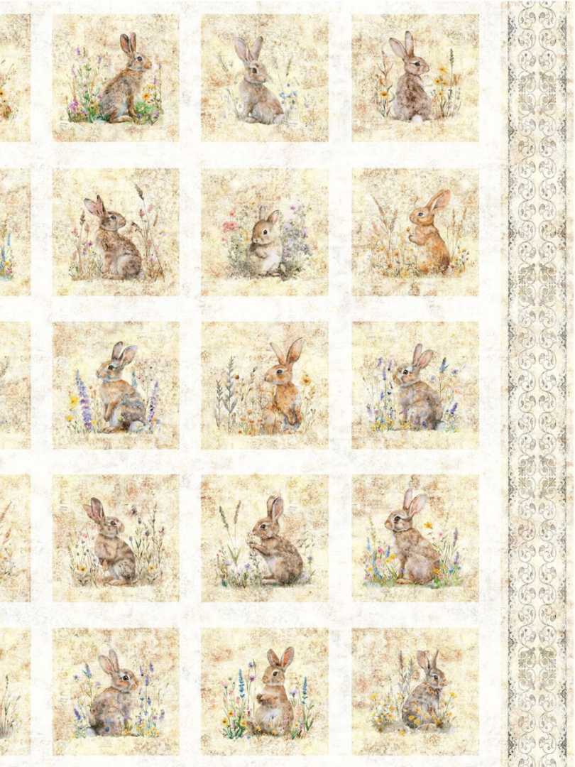 QT Fabrics - Honey Bunny - Picture Patches 30975-E Cream PANEL THUMBNAIL
