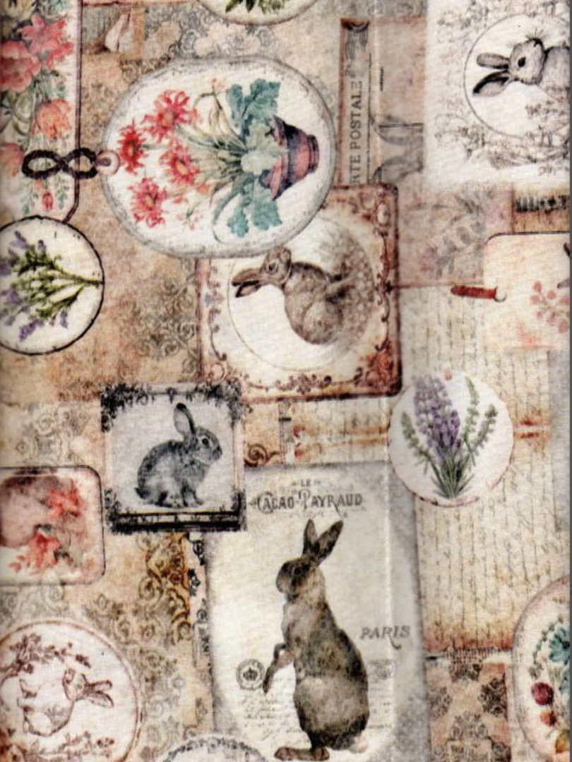 QT Fabrics - Honey Bunny - Collage 30978-A Tan THUMBNAIL