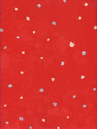 Windham Fabrics "Story" by Carrie Bloomstom #40881-4 - Newsprint Pieces on Red THUMBNAIL