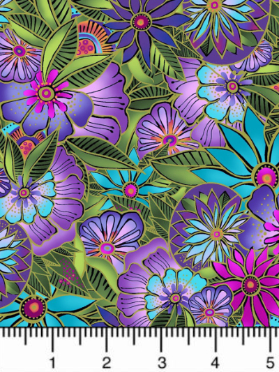 Clothworks "Sea Goddess" # Y2599-55 - Multi-colored Flowers MAIN