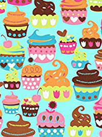Michael Miller "Sweet Treats" # CX4618-Turq-D - Cupcakes on Turquoise THUMBNAIL