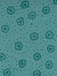 Batik Textiles "Simply Primitive" # 0862 - Teal Flowers on Teal THUMBNAIL