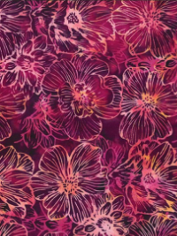 Hoffman "Flame" # T2437-104-Cabernet – Fuchsia Flowers Batik THUMBNAIL