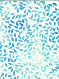 Hoffman "100 Year Hoffman Challenge" # U2500-254-Tahiti – Turquoise Leaves on White Batik THUMBNAIL
