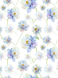 In The Beginning Fabrics "The Leah Collection" # 11TLC-1 — Blue and Purple Watercolor Flowers THUMBNAIL