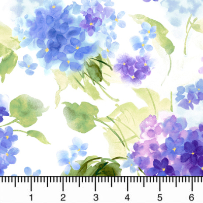 QT Fabrics "Hydrangea Blossoms" # 1649-27529-Z-White - Watercolor Hydrangeas MAIN