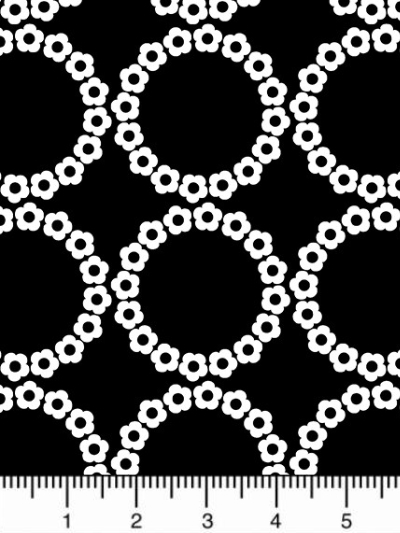 Contempo "Fresh Bloom" # 0455-12 - White Flower Circles on Black MAIN