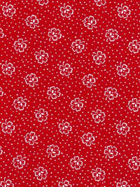 Robert Kaufman "Windowsill Garden" # ADZ-17092-3-Red - White Flowers and Dots on Red THUMBNAIL