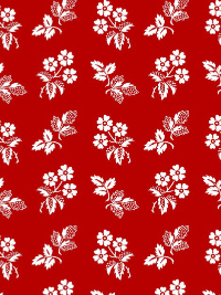 Henry Glass "Redwork Revival" # 8363-88 - White Flowers and Leaves on Red THUMBNAIL